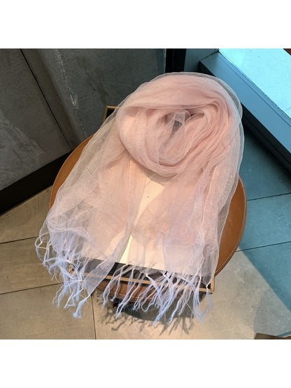 Scarvii - Minimal Fringe Trim Fashion Scarf