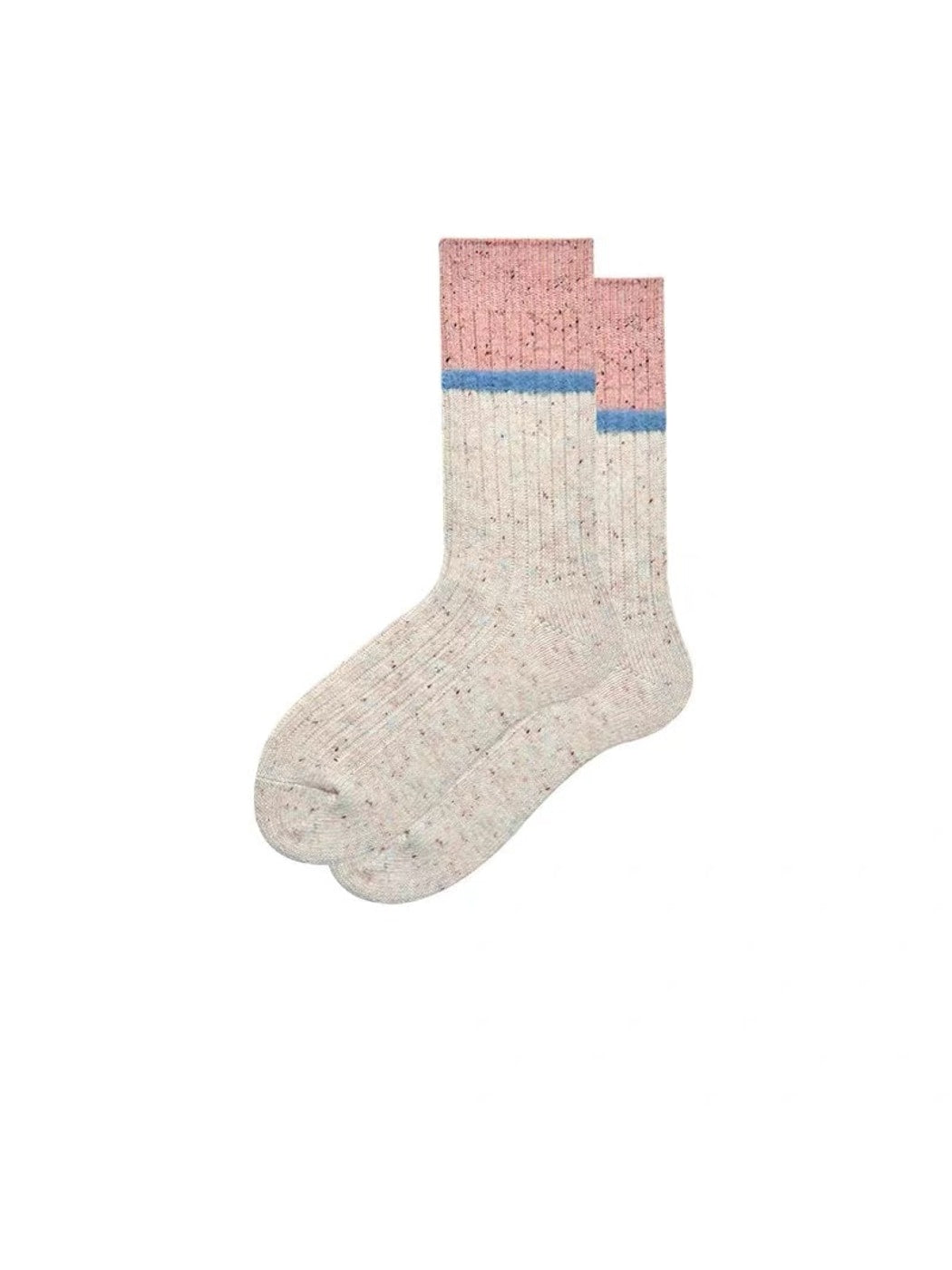 Rufia - Striped Contrast Trim Casual Crew Socks
