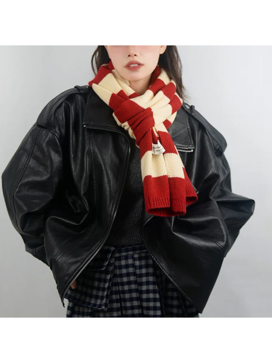 Scarvii - Striped Ribbed Knit Long Scarf