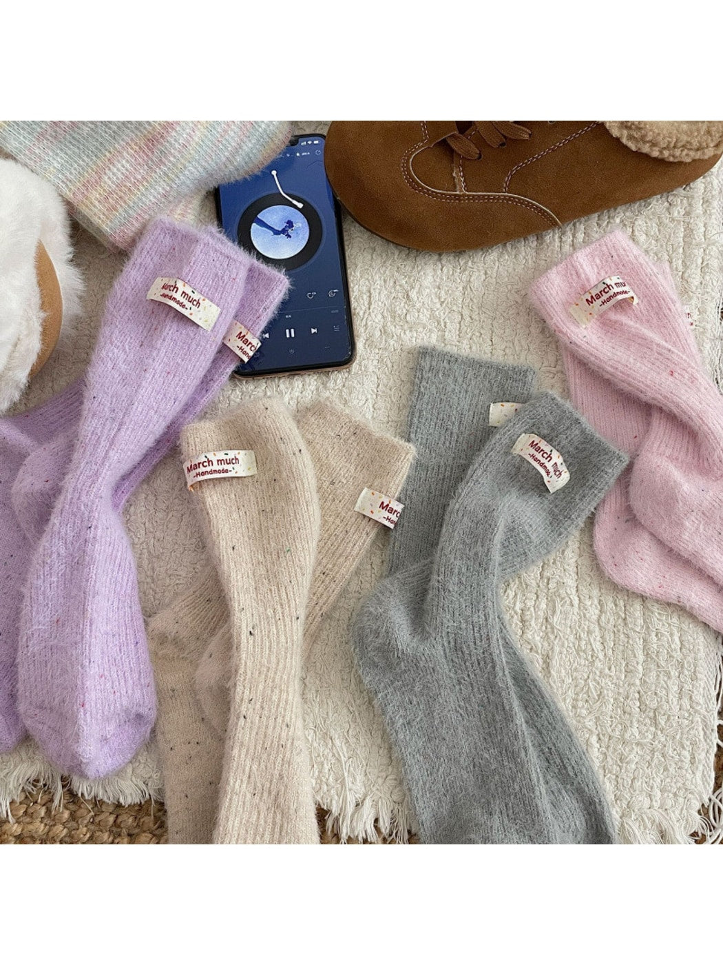 Rufia - Dreamy Pastel Solid Color Crew Socks