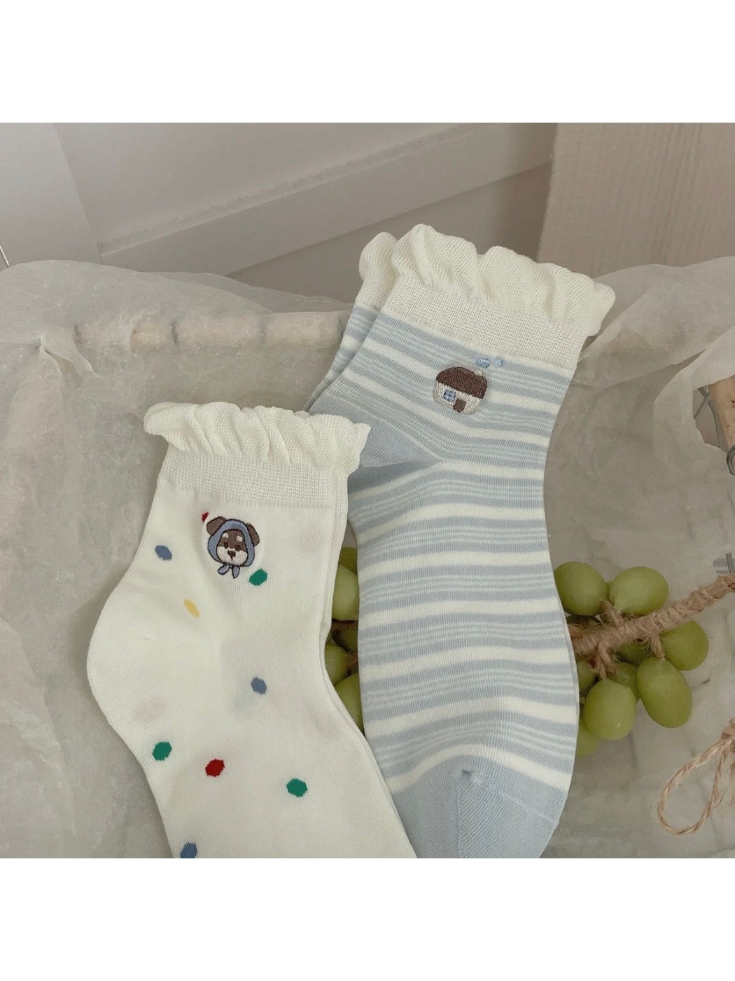 Rufia - Cute Dog Decorative Ruffle Cuff Socks
