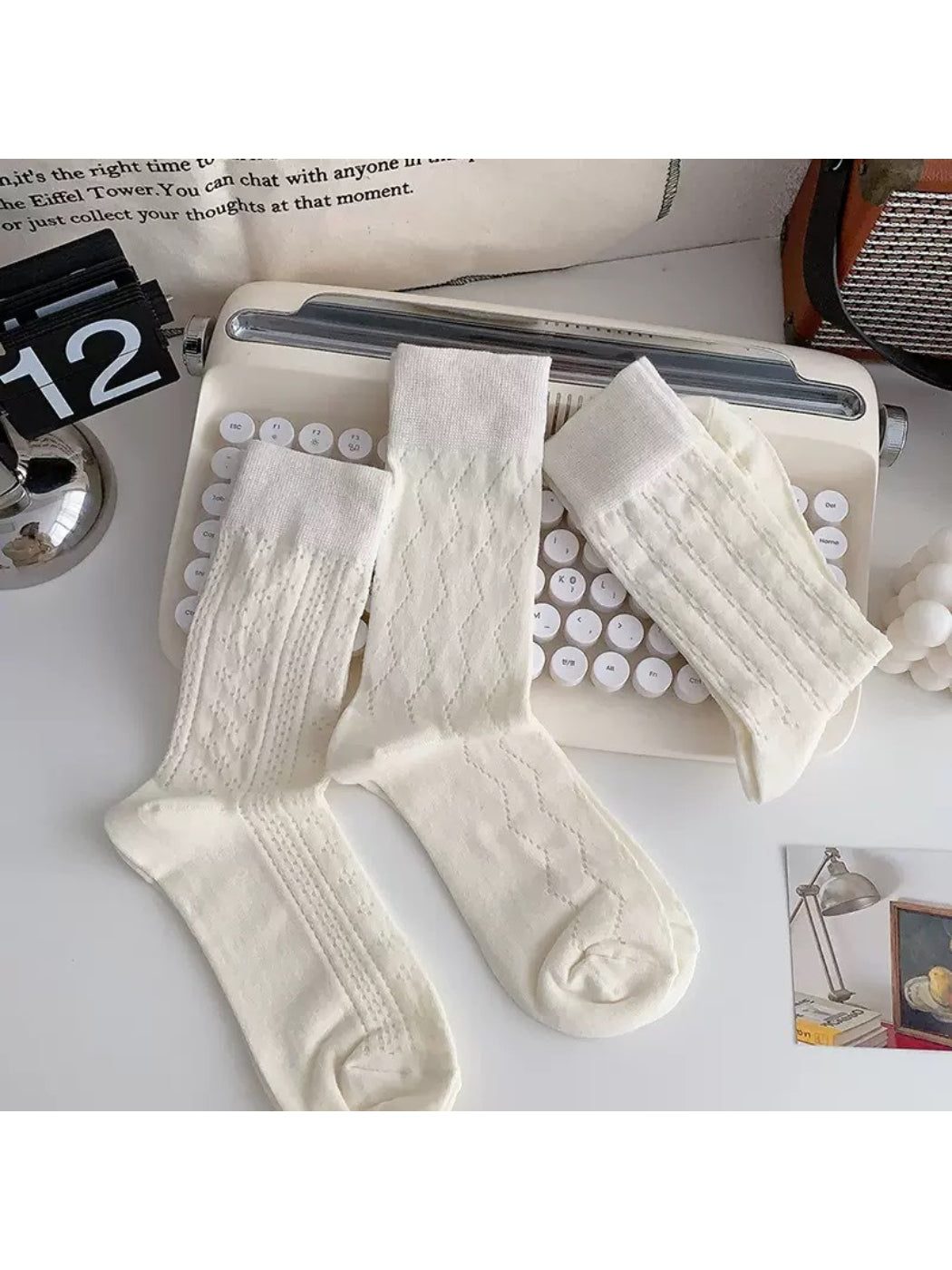 Rufia - Textured Rib Knit Crew Socks product image 1