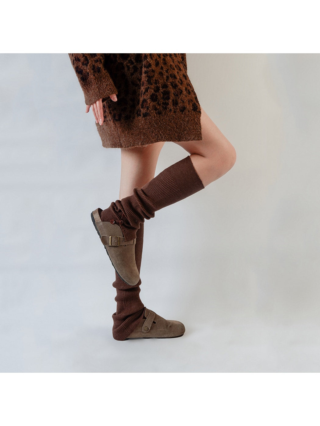 Cozyra - Mid-Calf Ribbed Button Slit Leg Warmers