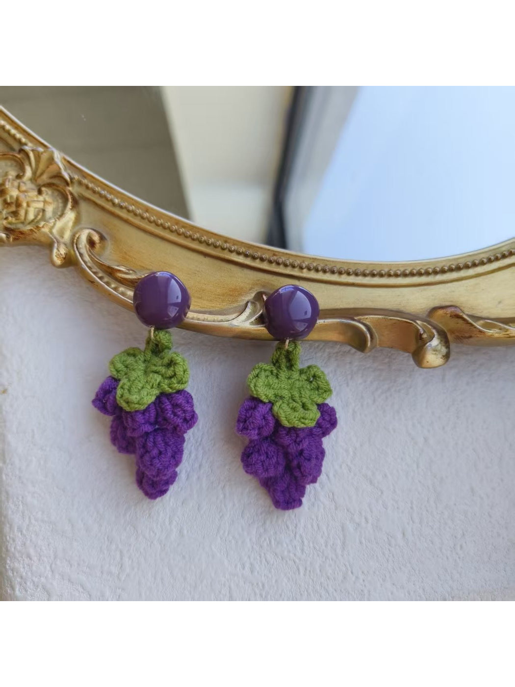Earwish - Crochet Grape Drop Earrings
