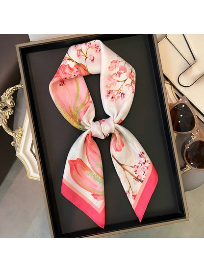 Scarvii - Floral Border Print Styling Square Scarf