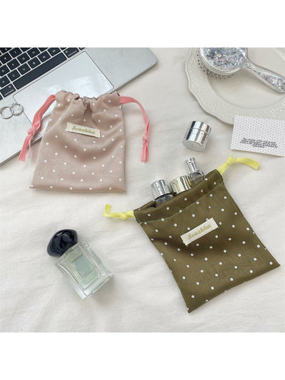 Cosbai Sweet Dot Drawstring Bag open showing interior space