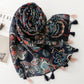 Scarvii - Navy Paisley Print Fringe Scarf - Classic & Versatile