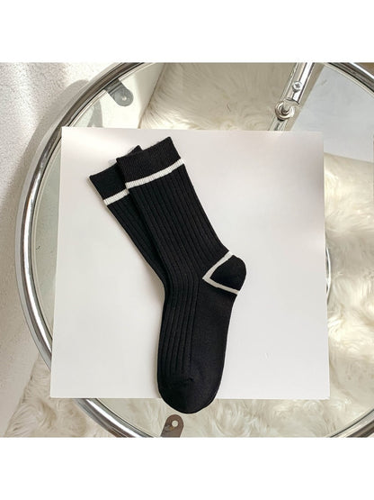 Rufia - Classic Stripe Ribbed Crew Socks