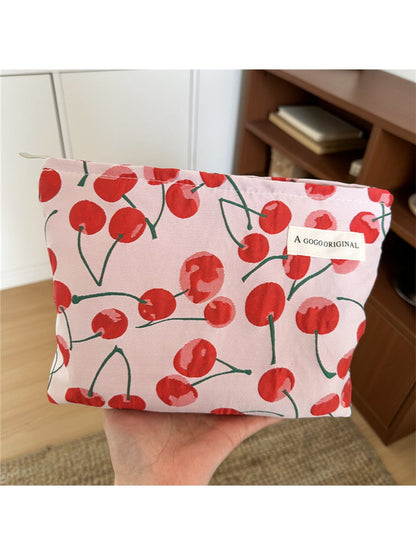 Cosbai - Cherry Print Zipper Cosmetic Bag