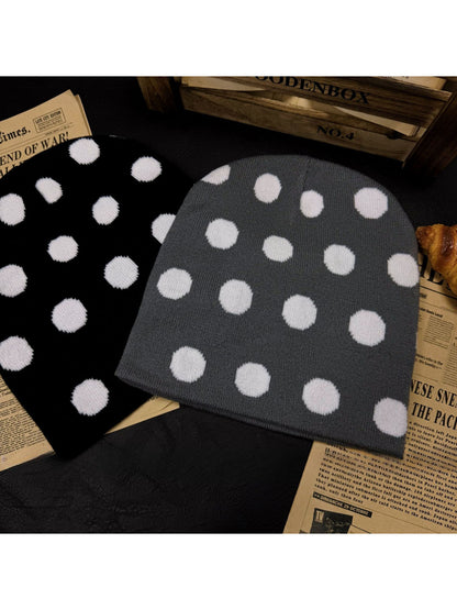 Haila - Polka Dot Knit Slouchy Beanie