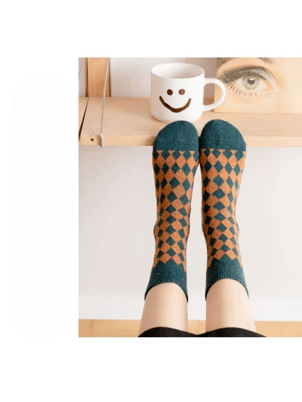 Rufia - Retro Argyle Warm Crew Socks