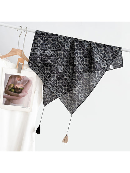 Scarvii - Elegant Print Tassel Square Scarf