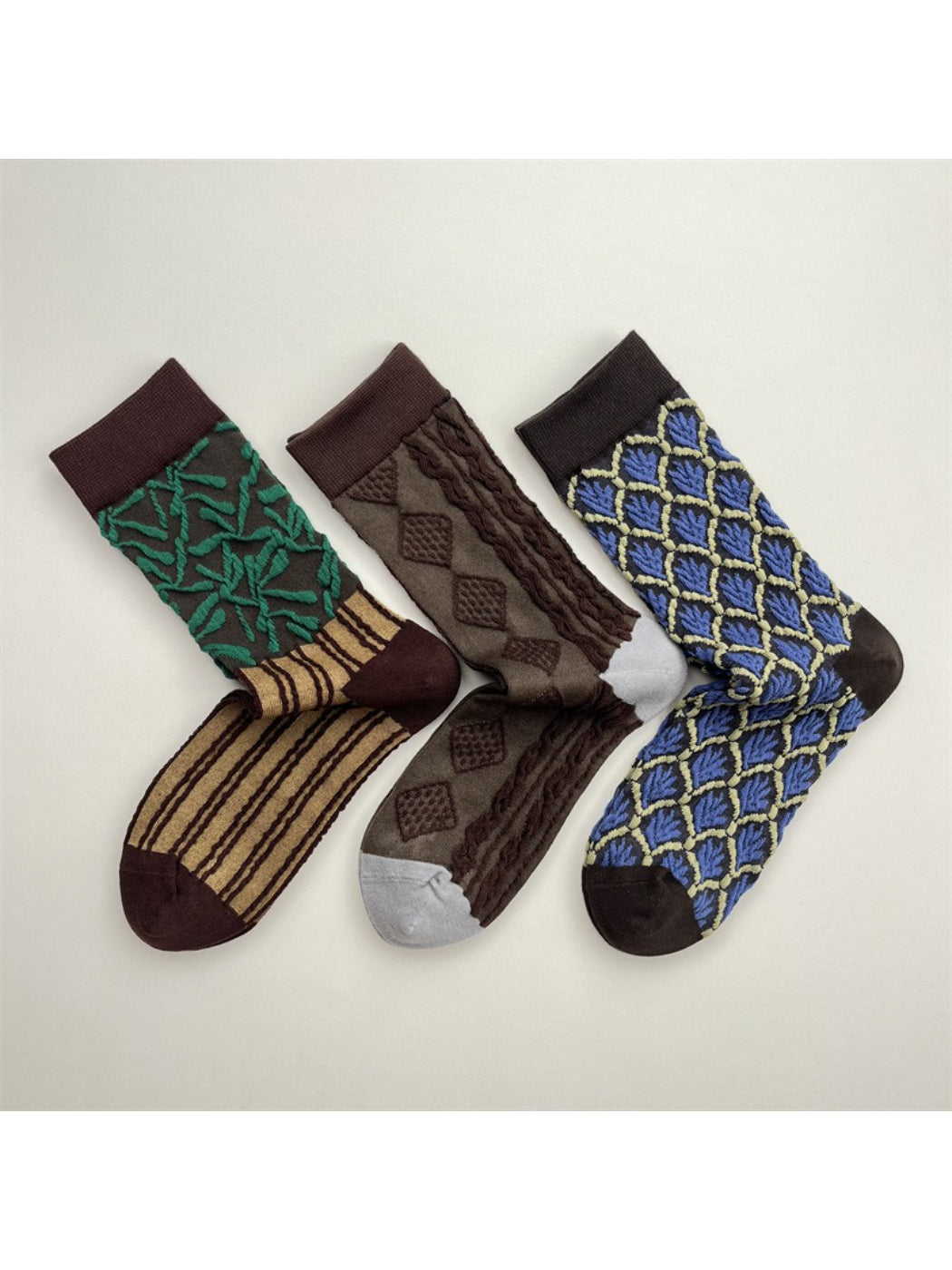 Rufia - Textured Geometric Knit Crew Socks product image 1
