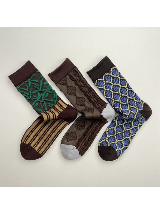 Rufia - Textured Geometric Knit Crew Socks product image 1