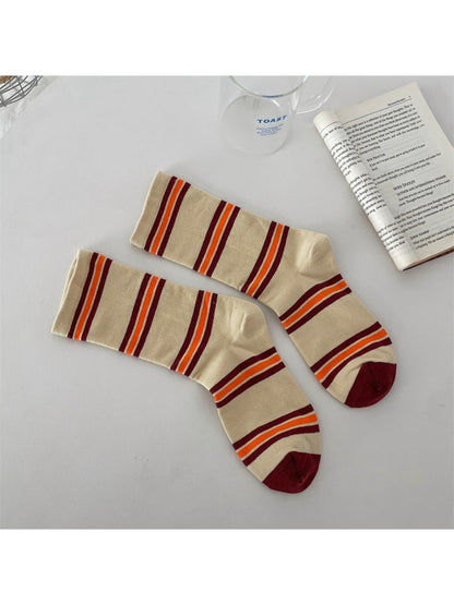 Rufia - Retro Color Stripe Mid Calf Socks