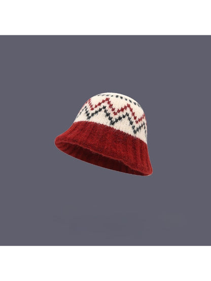 Haila - Chevron Pattern Knit Bucket Hat