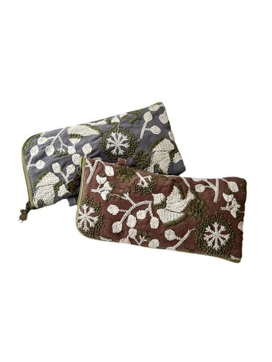 Cosbai - Embroidered Zipper Makeup Pouch