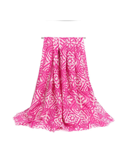 Scarvii - Diamond Scroll Floral Print Scarf