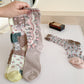 Rufia - Vintage Floral Pattern Sheer Socks