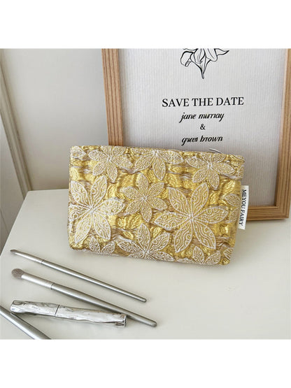 Cosbai - Elegant Floral Zippered Cosmetic Bag
