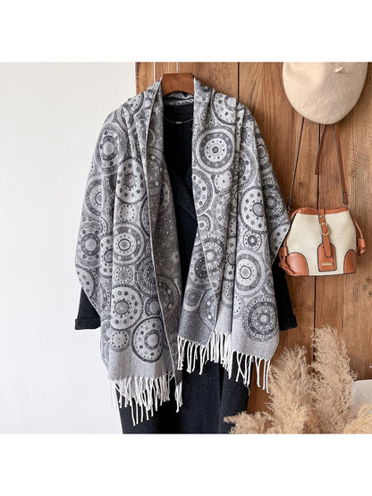 Scarvii – Circle Pattern Fringe Scarf & Wrap