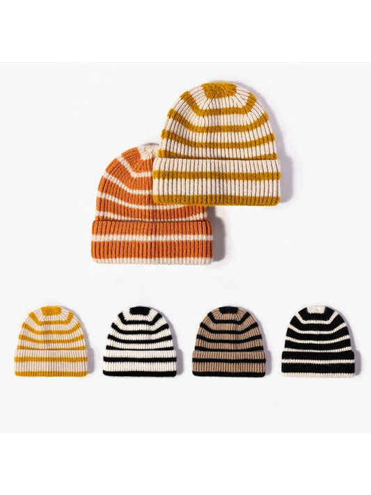 Haila - Striped Roll-Edge Knit Beanie