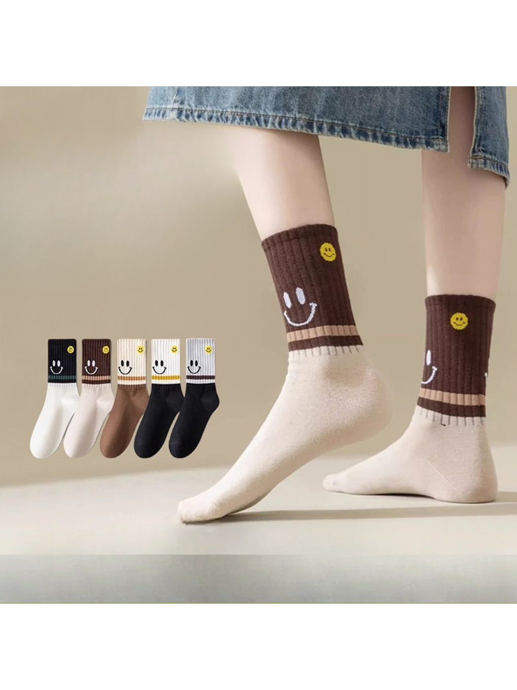 Rufia - Playful Smiley Face Everyday Crew Socks product image 1