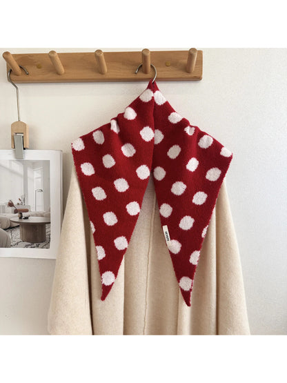 Scarvii - Fuzzy Polka Dot Triangle Scarf