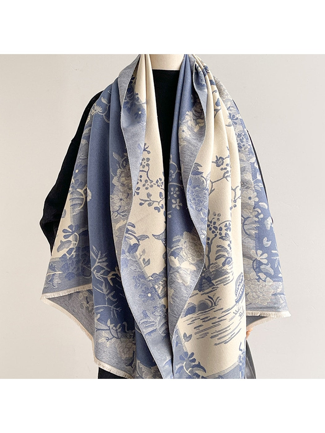 Scarvii - Landscape Pattern Fringed Scarf