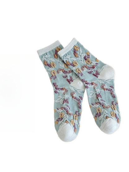 Rufia - Simple Flower Mid-Calf Socks - Chic & Sweet