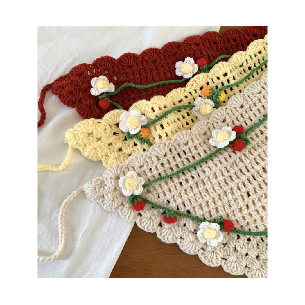 Scarvii - Boho Chic Floral Lace Crochet Triangle Scarf