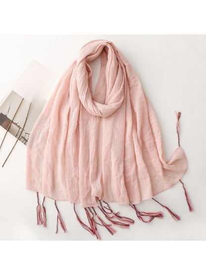 Scarvii - Light Crinkled Texture Tassel Edge Scarf