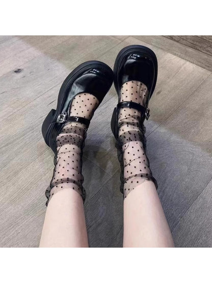 Rufia - Polka Dots Pattern Sheer Crew Socks