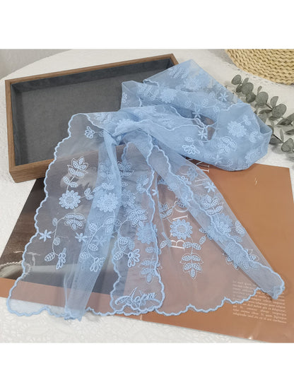 Scarvii - Sweet Sunflower Sheer Embroidered Scarf