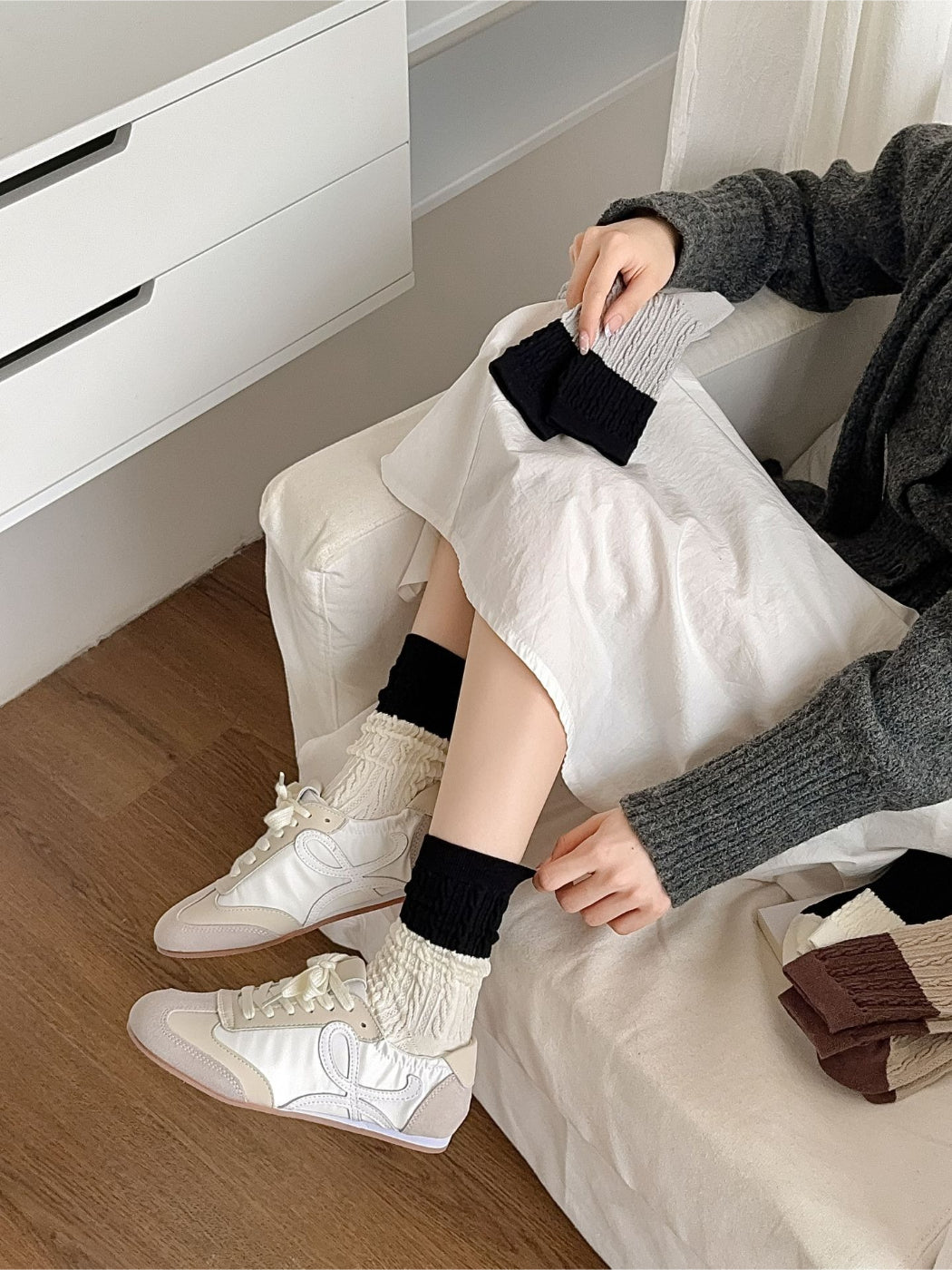 Rufia - Color Block Textured Crew Socks