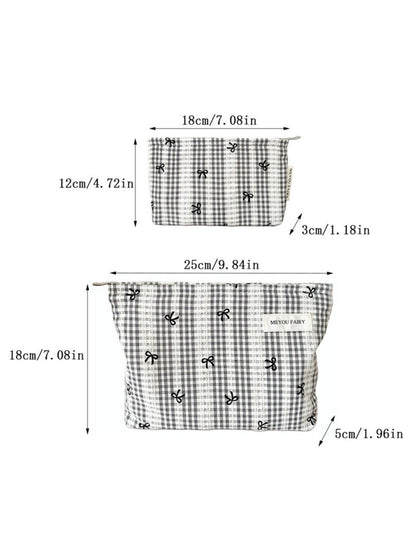 Cosbai Gingham Bow Beauty Makeup Pouch product image