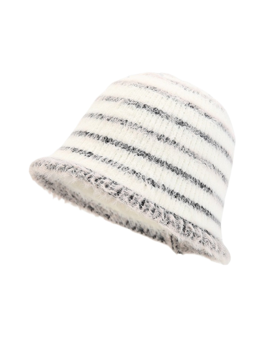 Haila – Striped Fuzzy Winter Bucket Hat