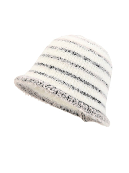 Haila – Striped Fuzzy Winter Bucket Hat