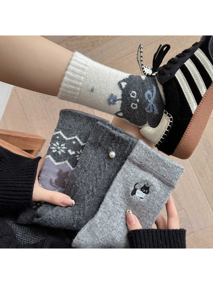 Rufia - Mixed Cat Pattern Crew Socks