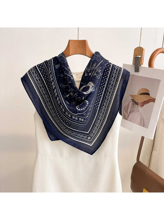 Scarvii - Muted Key Pattern Border Square Scarf