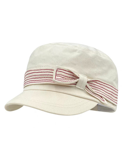 Haila - Striped Bow Band Curved Brim Cap