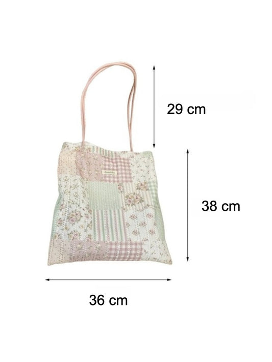 Cosbai – Sweet Gingham Shoulder Tote Bag