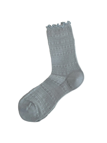 Rufia - Openwork Ruffle Cuff Crew Socks