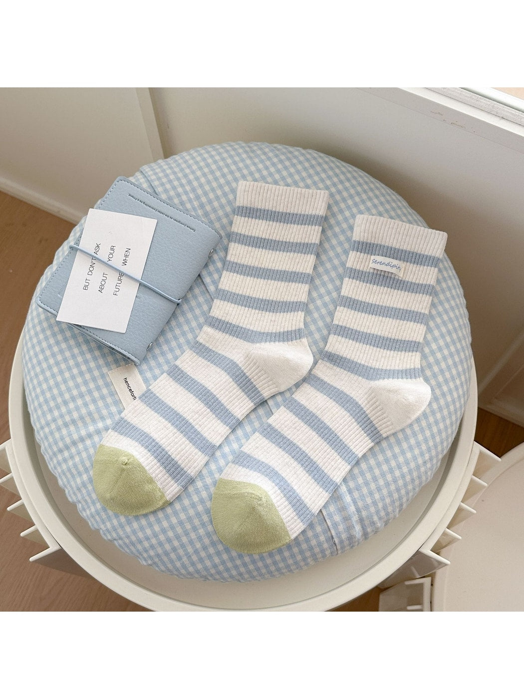 Rufia - Simple Style Striped Ribbed Crew Socks
