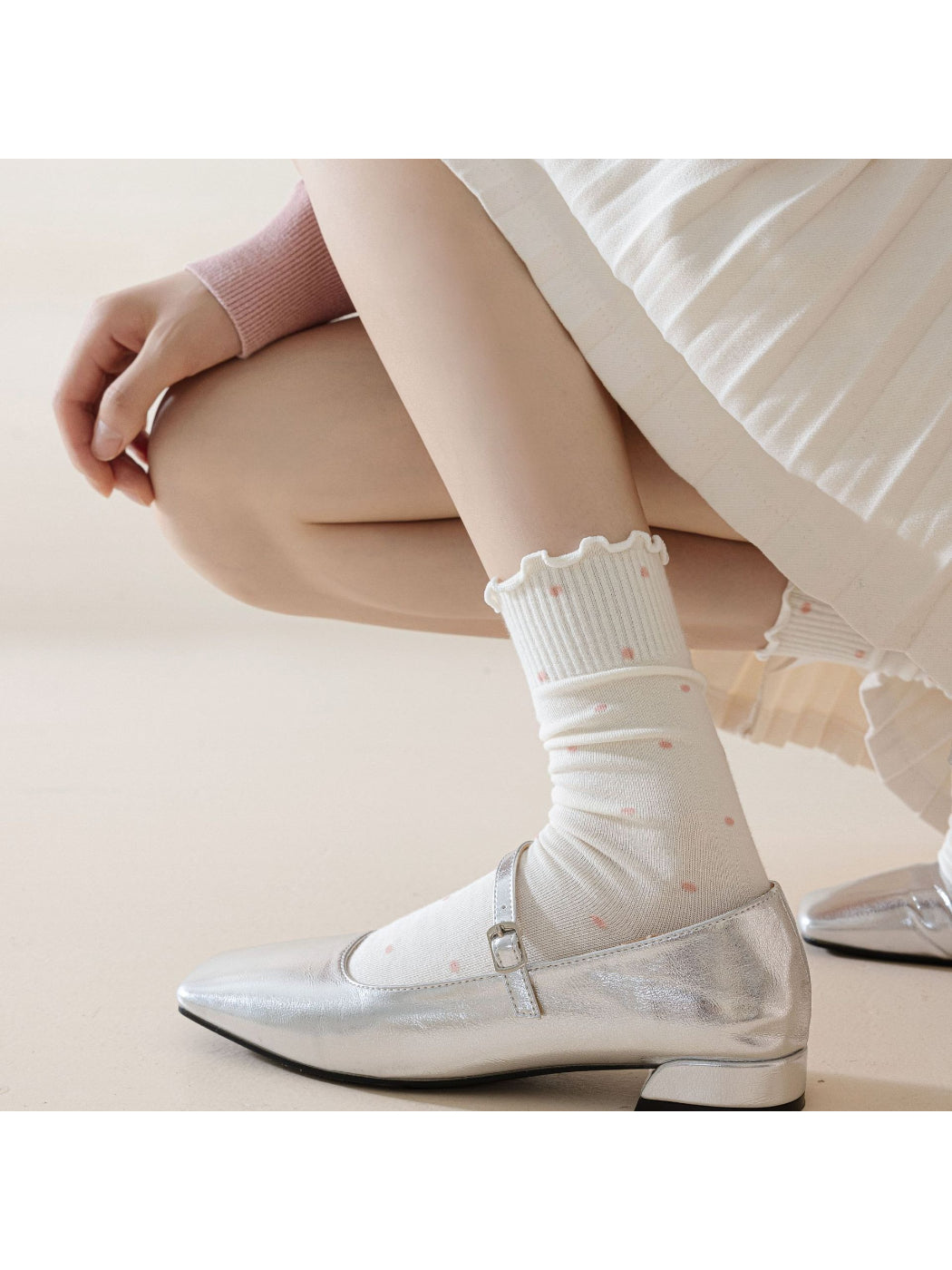 Rufia - Polka Dot Lettuce-Edge Crew Socks product image 3