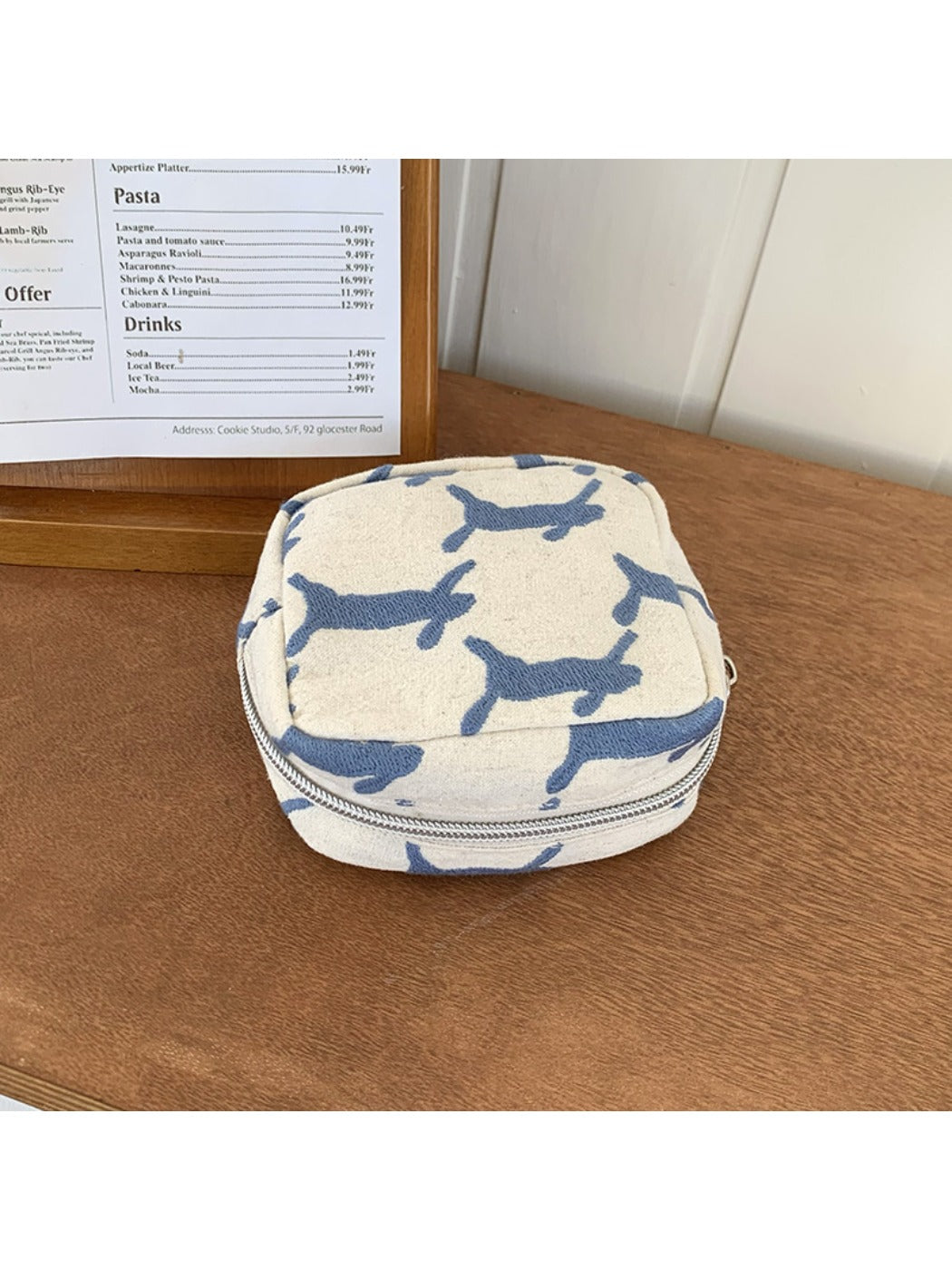 Cosbai - Embroidered Square Coin Pouch