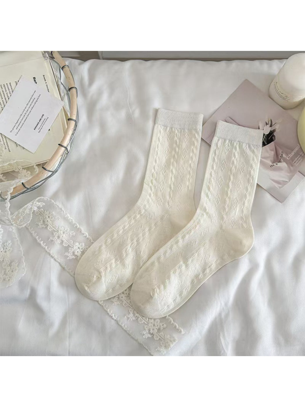 Rufia - Floral Detail Knit Crew Socks product image 8