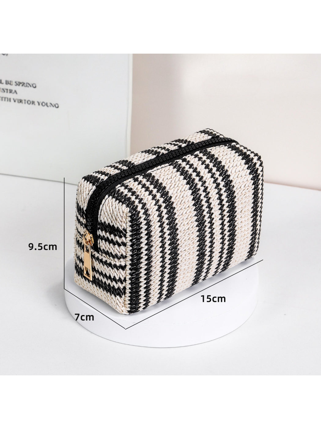 Cosbai cosmetic pouch with modern zigzag pattern standing upright