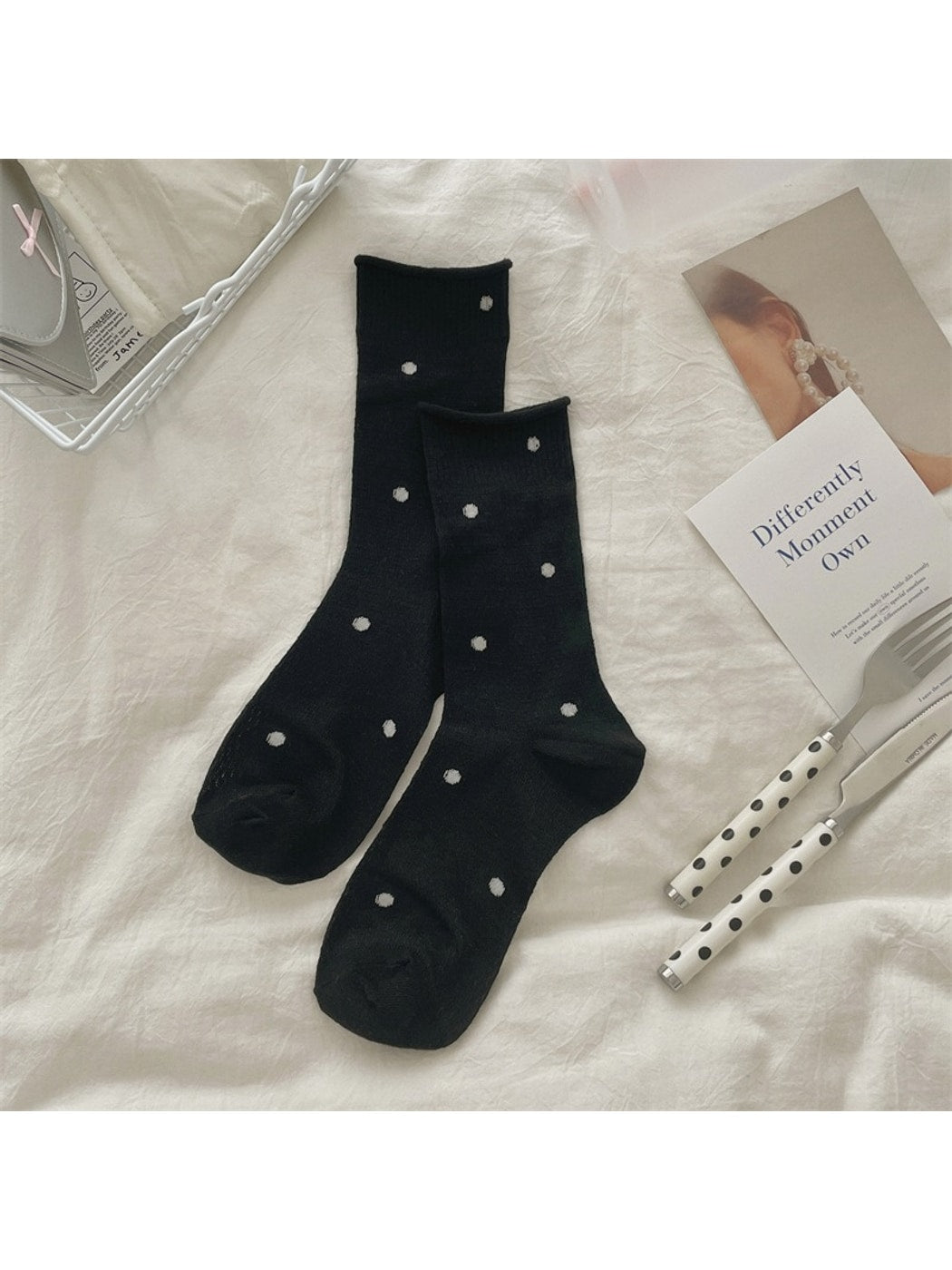 Rufia - Polka Dot Mesh Everyday Crew Socks