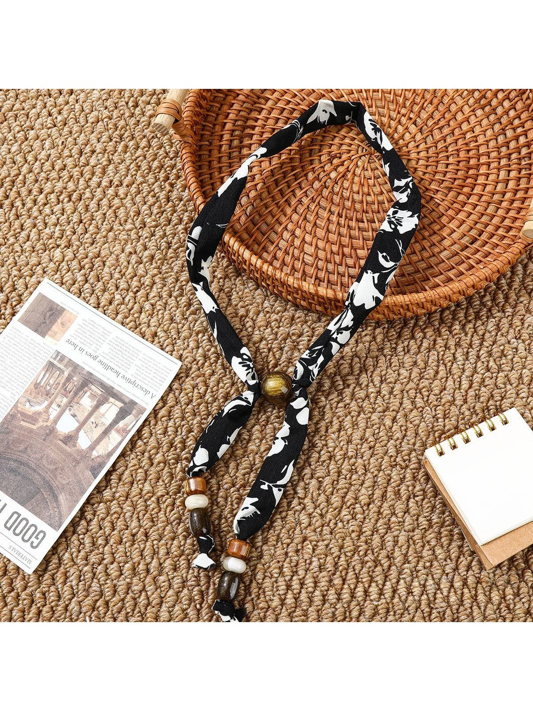 Scarvii - Printed Slim Pendant Narrow Scarf